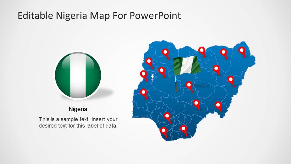 Editable Nigeria PowerPoint Map with 3D Icon