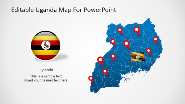 Republic of Uganda Political Outline Map and Flag Icon