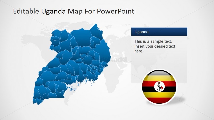 PowerPoint Editable Map of Uganda with Flag Icon
