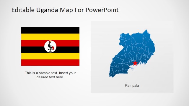 Republic of Uganda PowerPoint Map with Capital City and Flag
