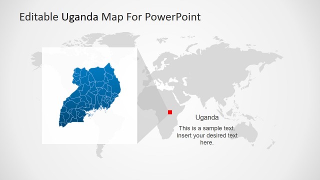 Uganda Map Magnified from African Continent