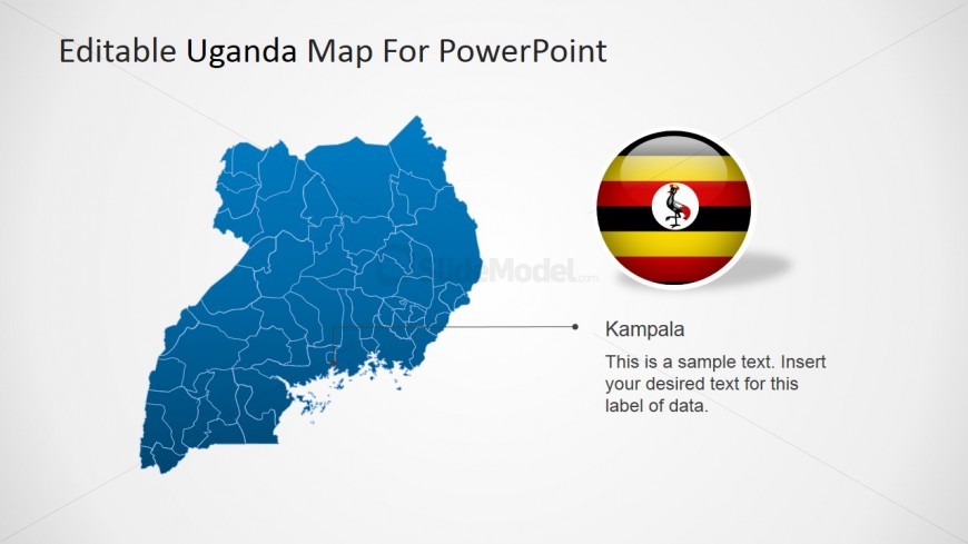 Republic of Uganda Map for PowerPoint with Icon and City Marker