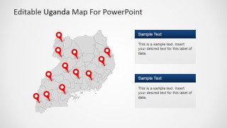 Republic of Uganda Map with GPS Locators