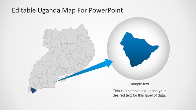 Uganda PowerPoint Map with State Magnified
