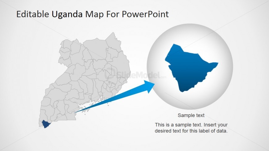 Magnified Uganda State Map for PowerPoint