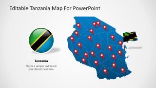 Editable Tanzania PowerPoint Map with Flag Icon