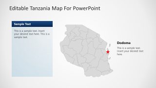 Editable Tanzania PowerPoint Map with Gray Background