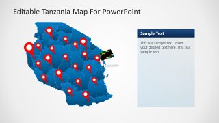 Editable Tanzania PowerPoint Map GPS Markers