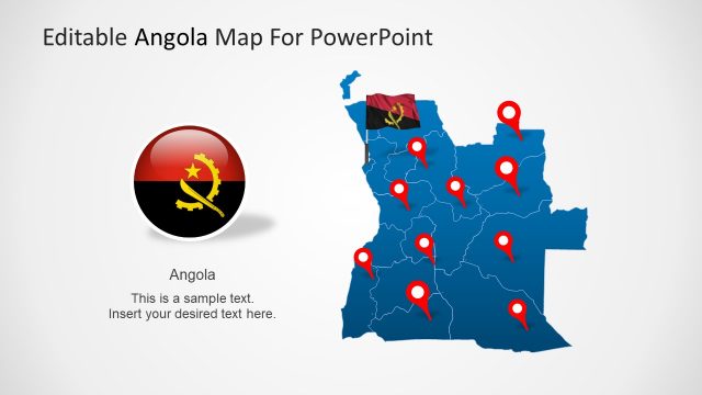 Angola Map and Flag Badge PPT