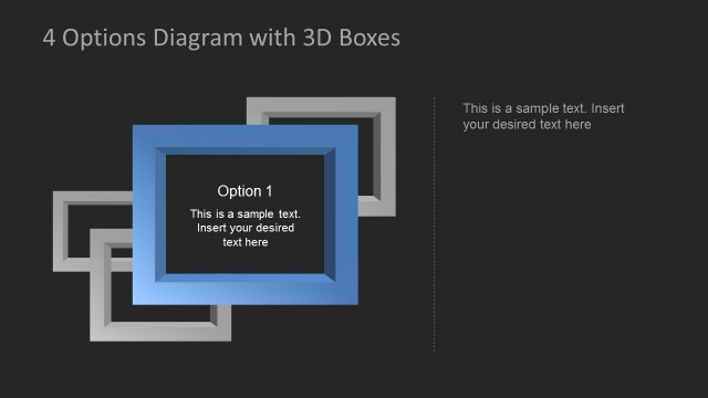 3D Blue PowerPoint Frame in Dark Background