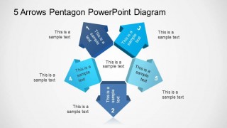 PowerPoint Diagram Five 3D Arrows with Pentagonal Center