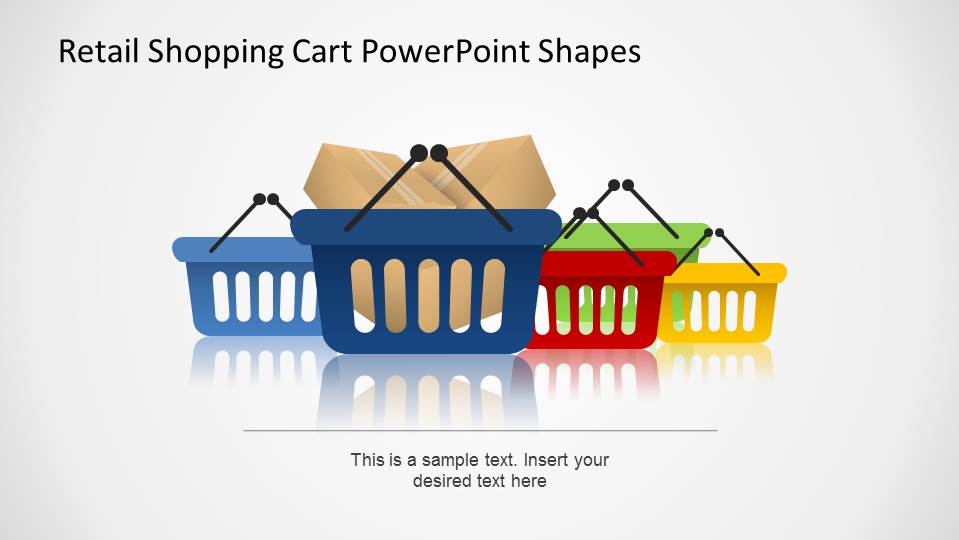 Retail Shopping Cart PowerPoint Shapes Hand Cart and packages