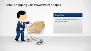 Retail Shopping Cart PowerPoint Shapes with Mike and Package