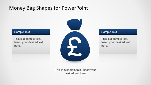 Centered British Pound Money Bag PowerPoint Shape