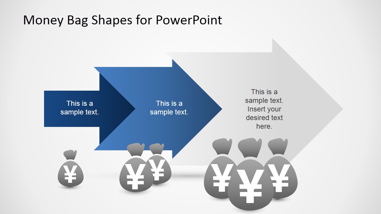 PowerPoint 3 Steps Arrow Process with Yen Currency Symbol
