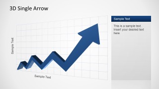 3D PowerPoint Arrow with increasing Trend in Zig Zag.