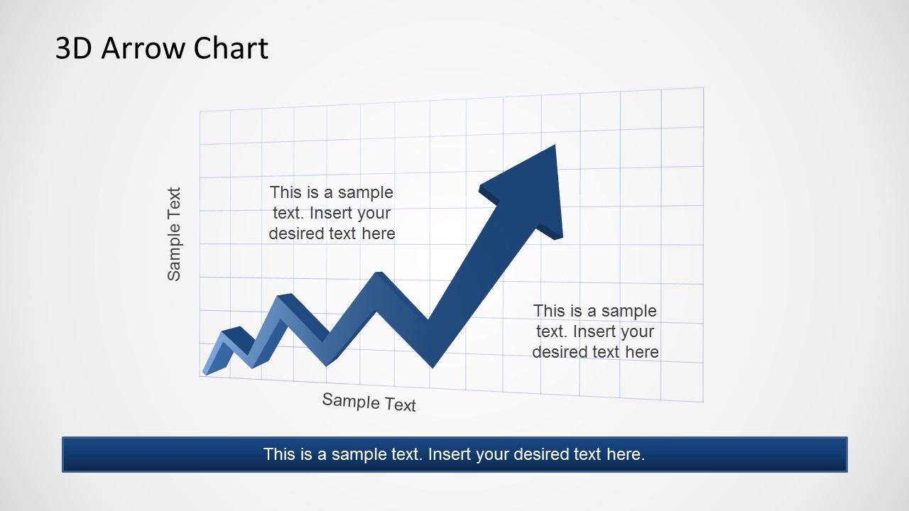Blue PowerPoint Arrow with Text markers in the Chart Grid.