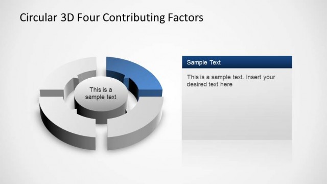 Circular 3D Four Contributing Factors PowerPoint Diagram Quadrant Blue