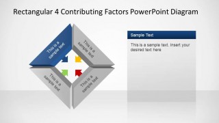 Rectangular 4 Contributing Factors PowerPoint Template Blue Polyedron