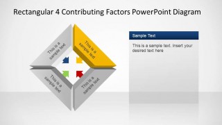 Rectangular 3D 4 Contributing Factors PowerPoint Diagram Yellow