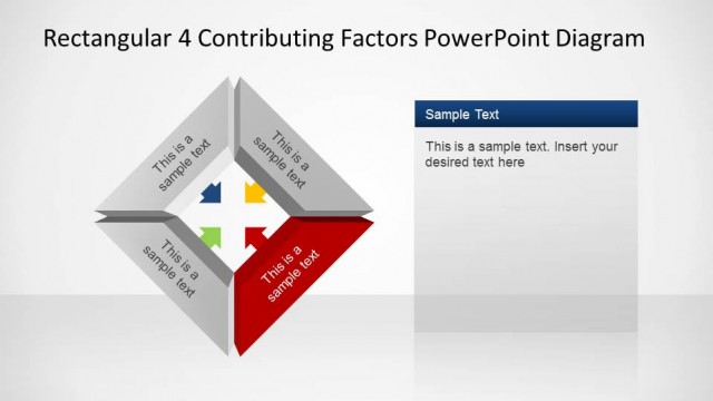 Rectangular 4 Contributing Factors PowerPoint Template Red