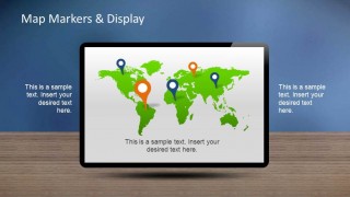 World Map with gps markers inside monitor