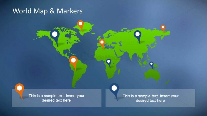 PowerPoint World Map with markers as Slide background