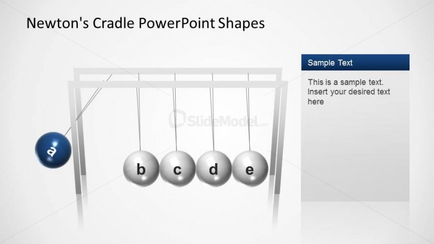 Newtons Cradle full devices with labeled spheres