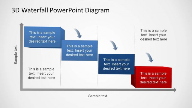 3D Generic Waterfall PowerPoint Diagram 4 phases
