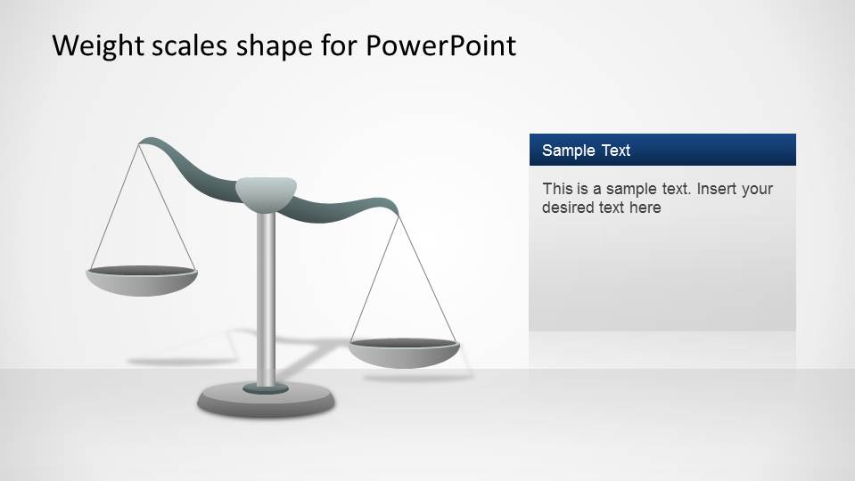 PowerPoint Weight Scale shape inclined to the right to represent more relevance or importance.