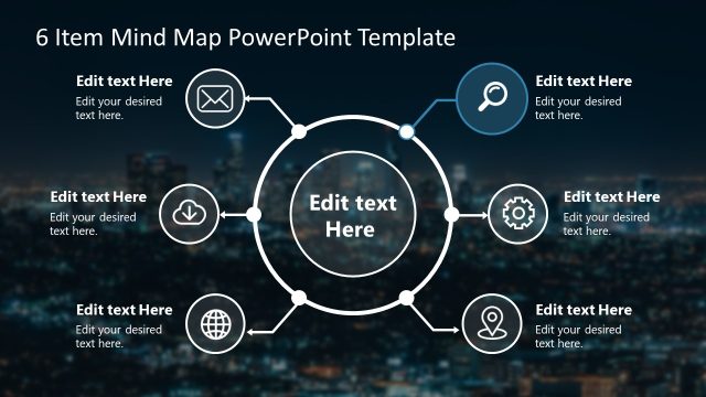 Customizable 6-Item Mind Map PPT Template