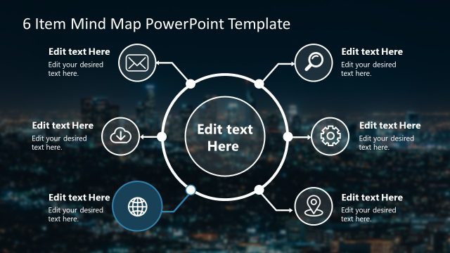 6-Item Mind Map Circular Diagram Template