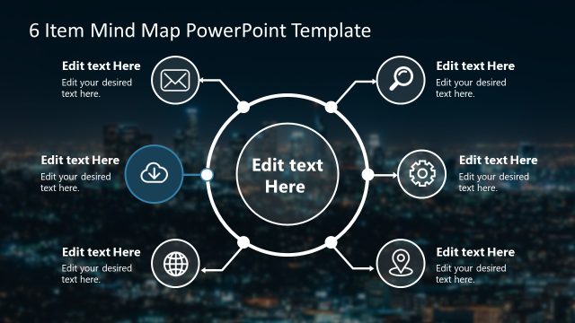 6-Item Mind Map Circular Diagram Slide