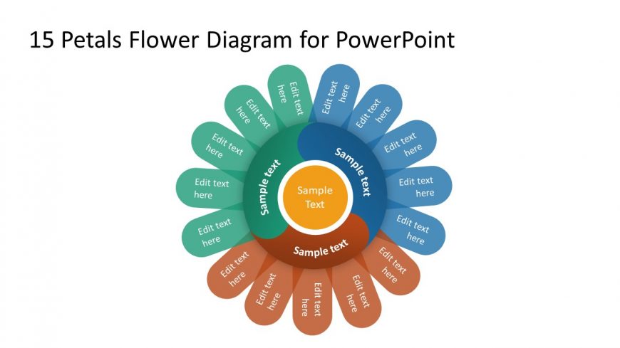 Editable 15 Petals Flower Diagram for PPT