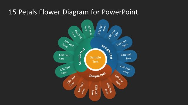 PPT Template Flower Diagram with 15 Petals
