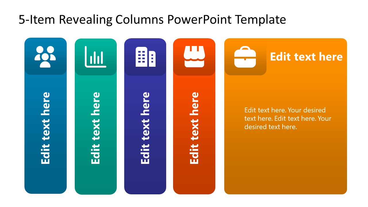 PPT Animated 5 Columns Diagram with Icons