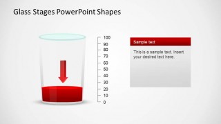 PowerPoint Glass Shape with Decreasing Arrow and Vertical Axis