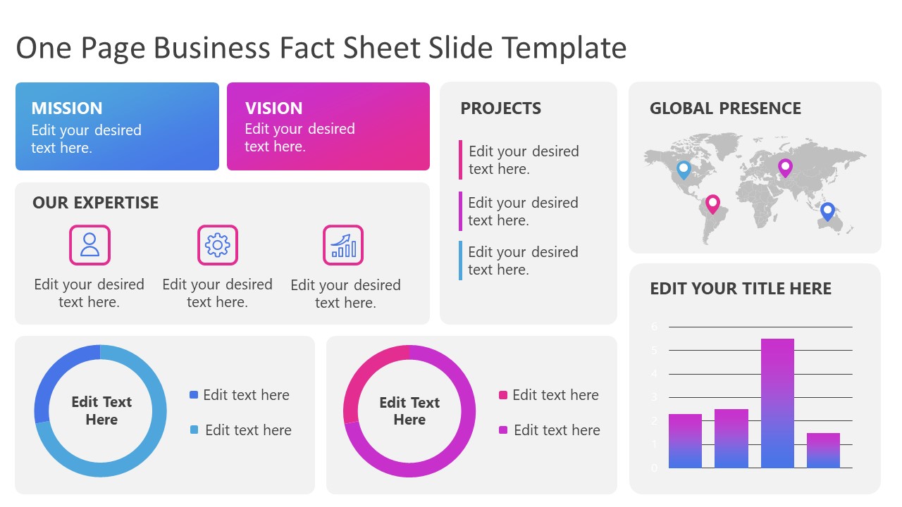 One Page Business Fact Sheet Slide Template For PowerPoint