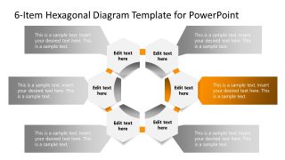 PowerPoint 6-Item Hexagonal Diagram with Text Area