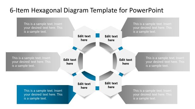 PowerPoint Diagram with 6 Hexagonal Design