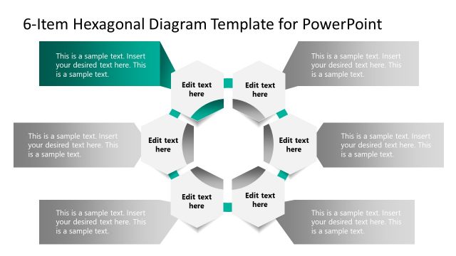 6 Hexagonal PowerPoint Diagram with Multi-Color Segments