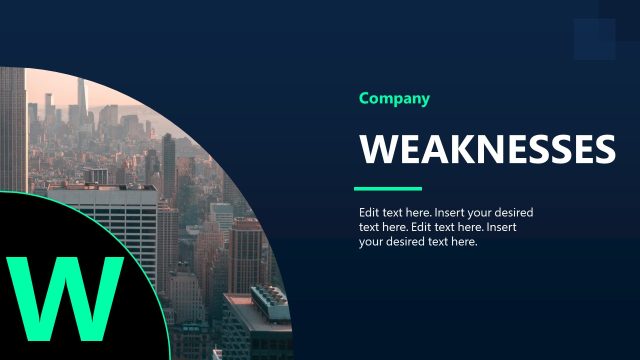 Editable Weaknesses Slide for SWOT Analysis Template