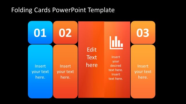Folding Cards Template Slide with Infographic Icons