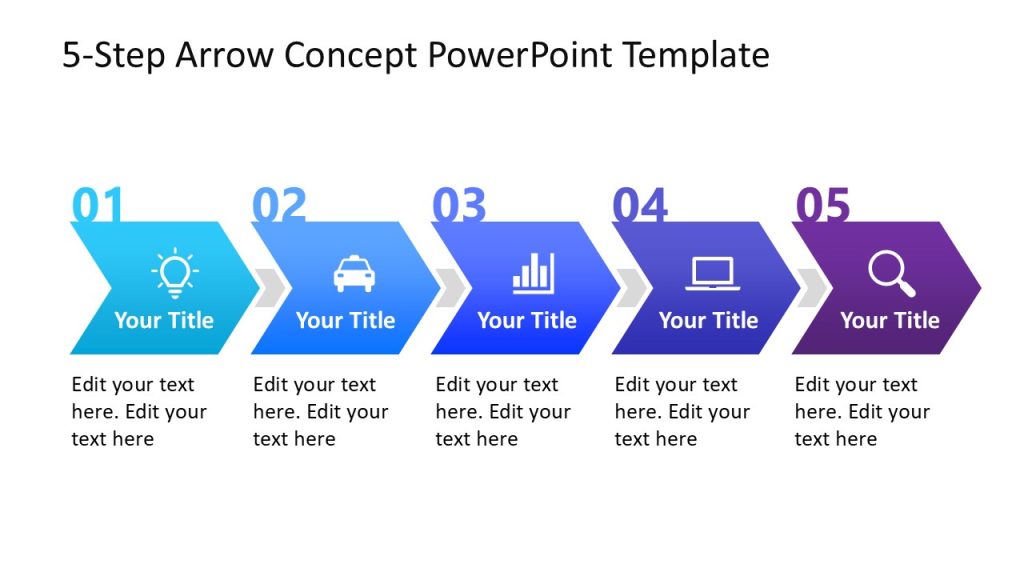 Editable 5 Step Arrow Diagram PPT Template - SlideModel
