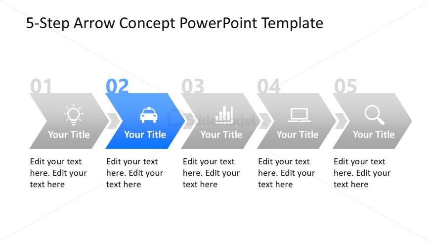 5-Step Arrow Diagram PPT Slide Template