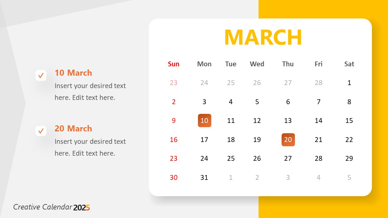 Creative Calendar 2025 Template For Powerpoint Creative Calendar 2025 Template For Powerpoint