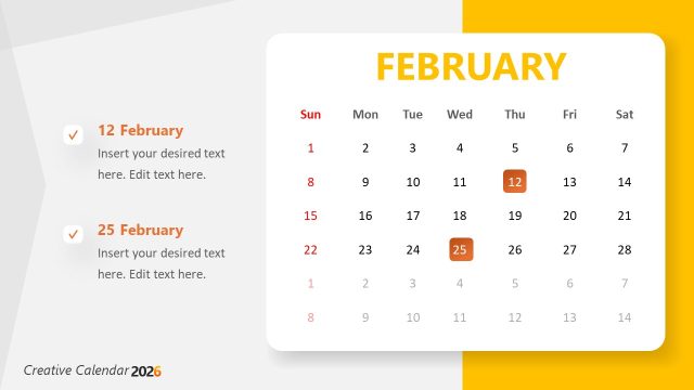 February Plan Presentation Slide – Calendar 2026 Template