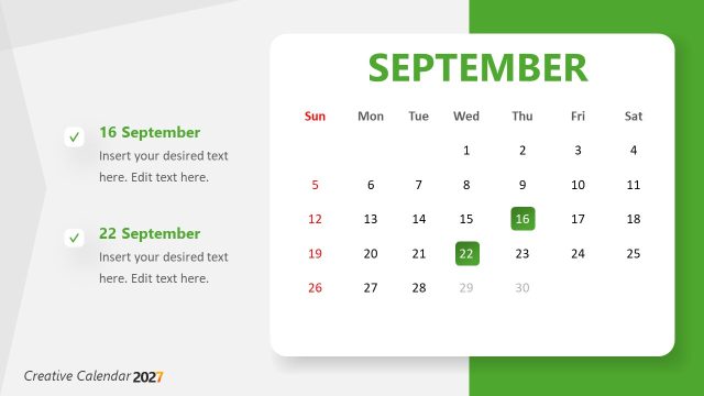 September Timeline Slide – Calendar 2027 Template