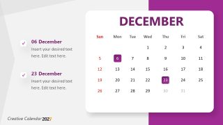 Editable Calendar 2027 Slide PPT Design 