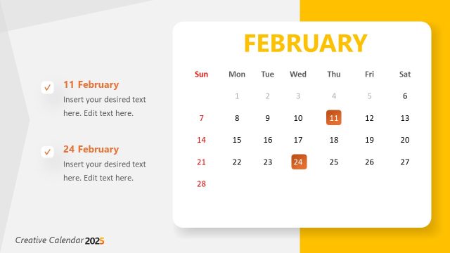 Slide for the Month February – Calendar 2027 Template